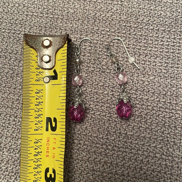 Beaded Drop Earrings with Silver Tone Metal Wires - Picture 2 of 5
